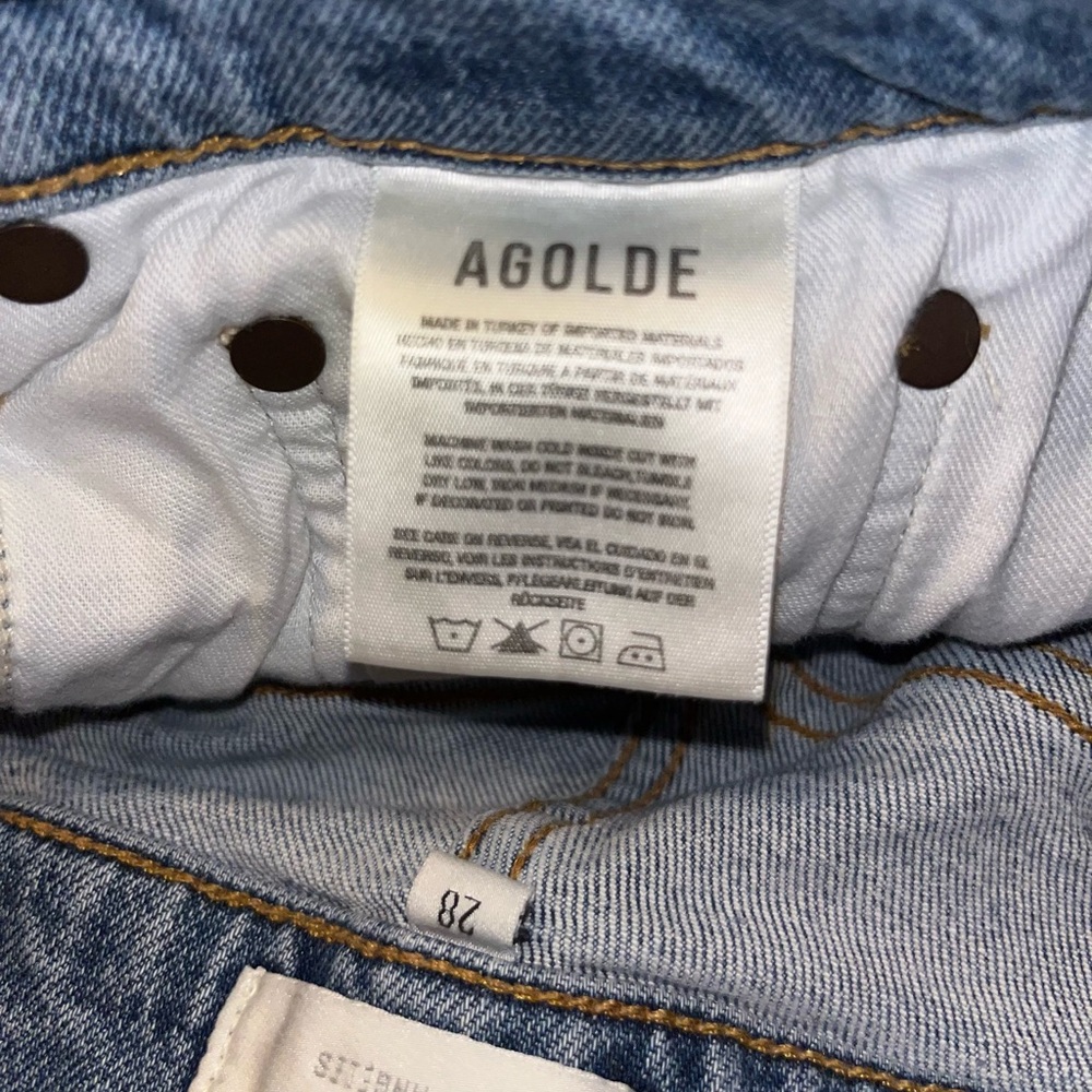 AGOLDE Riley High Rise Straight Crop Blue Jeans - Picture 3 of 6
